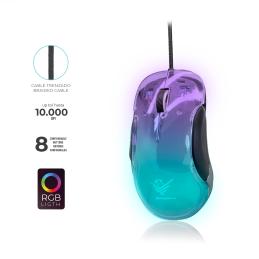 Ratón gaming phoenix banshee transparente rgb 10000 dpi con cable