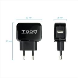 Cargador de pared tooq usb - 12w - negro