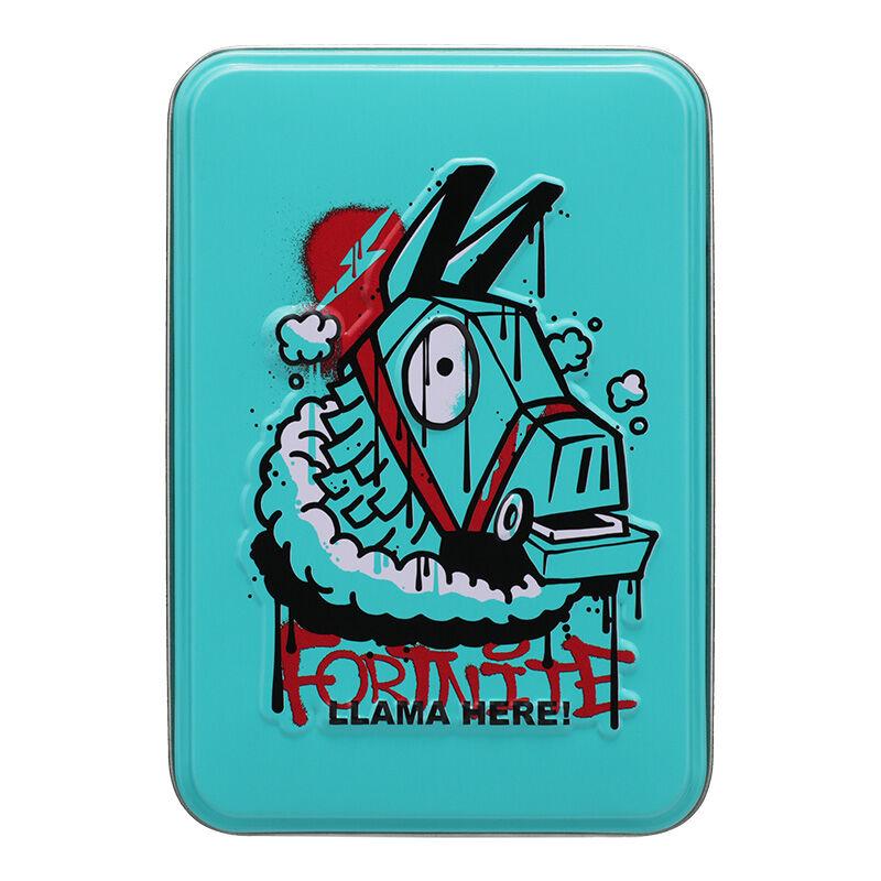 Baraja de cartas en caja metalica paladone fortnite