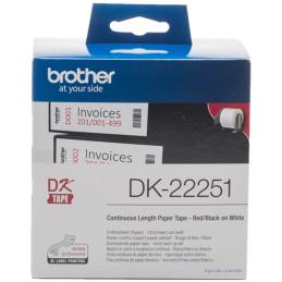 Etiquetas cinta continua brother dk22251 negro - rojo 62mm 15.24m