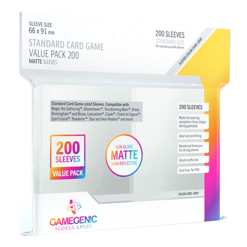 Fundas de cartas gamegenic matte standard card game value pack 200 unidades