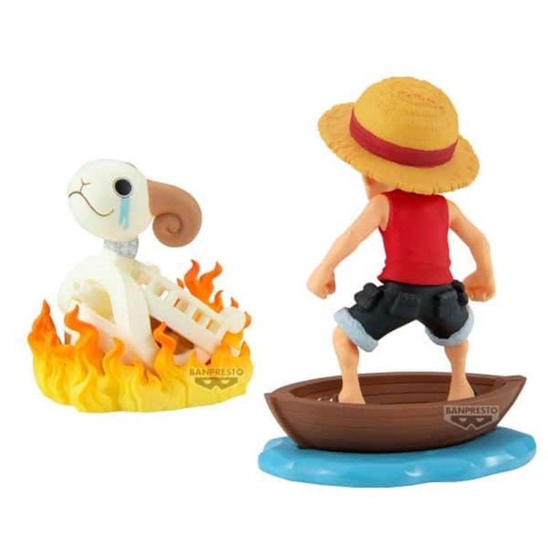 Figura banpresto one piece world collectable figure log stories monkey.d.luffy & going merry 8cm