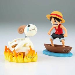 Figura banpresto one piece world collectable figure log stories monkey.d.luffy & going merry 8cm