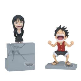 Figura banpresto one piece world collectable log stories luffy & robin 10cm