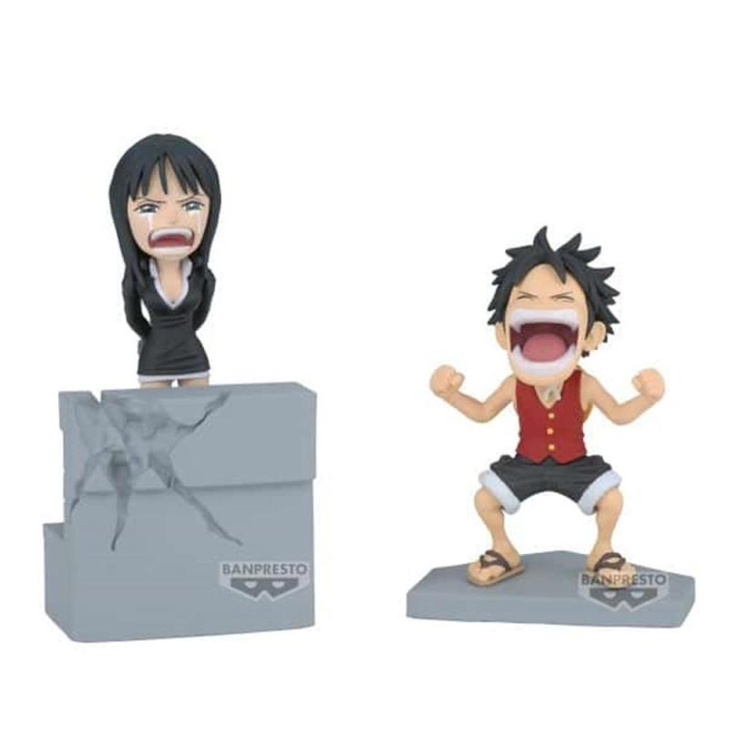Figura banpresto one piece world collectable log stories luffy & robin 10cm