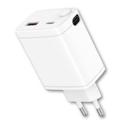 Cargador qcharx juno 3a 20w 2 puertos usb + tipo c + cable tipo c blanco incorporado