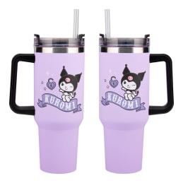 Vaso aislante paladone sanrio kuromi y pajita hello kitty 900ml