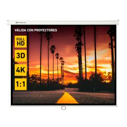 Phoenix - pantalla de proyección manual plegable 112 pulgadas 2 x 2m formatos 1:1 4:3 16:9 de techo y pared