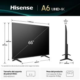 Tv hisense 65 pulgadas led 4k uhd - 65a6q - smart tv