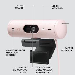 Webcam logitech brio 500 rosa full hd - usb tipo c