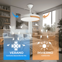 Yoevu - nature white ventilador de techo con luz led motor dc | 3 tónalidades de color|6 velocidades |temporizador |función vera