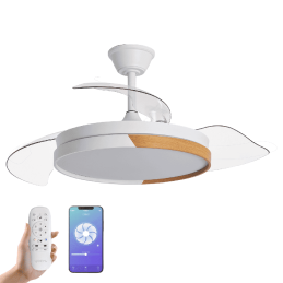 Yoevu - nature white wifi ventilador de techo con luz led motor dc compatible con alexa | 3 tónalidades de color regulable en in